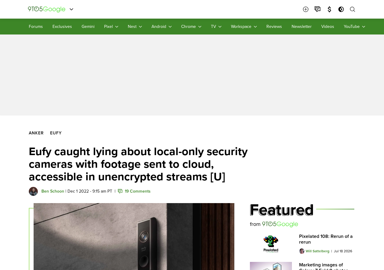 9to5Google article on Eufy cameras uploading to the cloud